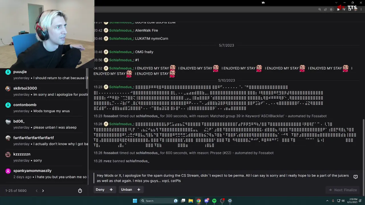 xQc does unban request